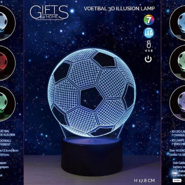 Lamp 3D LED Voetbal incl.usb kabel