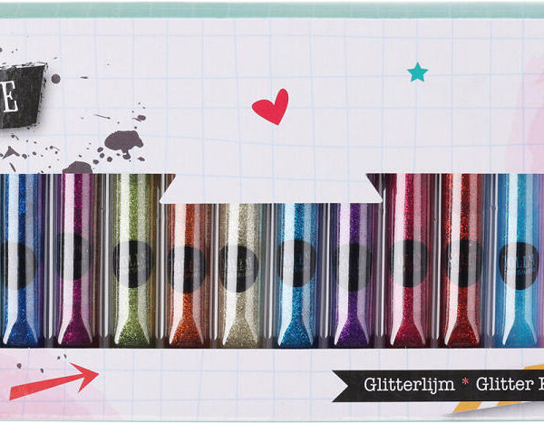 Glitterlijm tubes 10ml set van 18 stuks