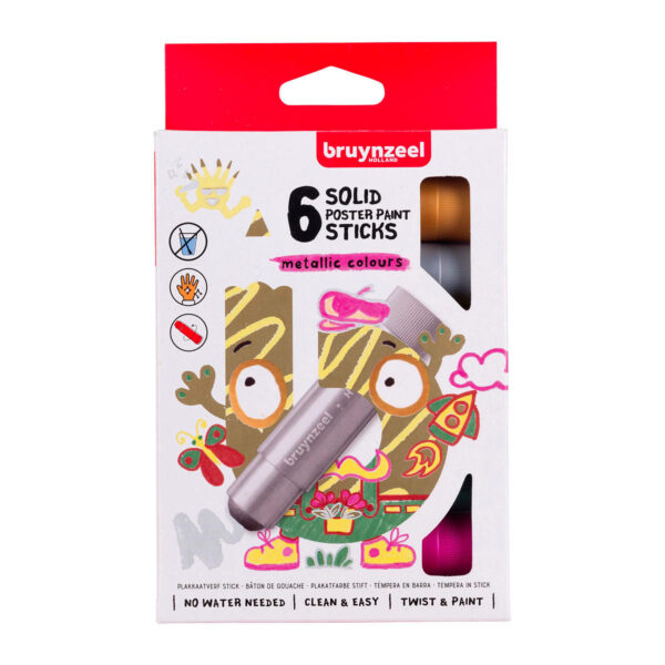 Bruynzeel Kids Plakkaatverf sticks set Metallic 6 kleuren