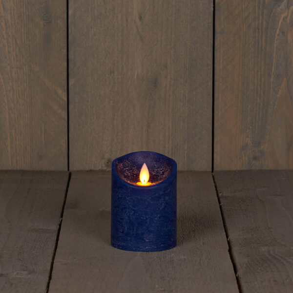 LED Kaars rustiek incl. timer - 7.50x10.00cm - Blauw