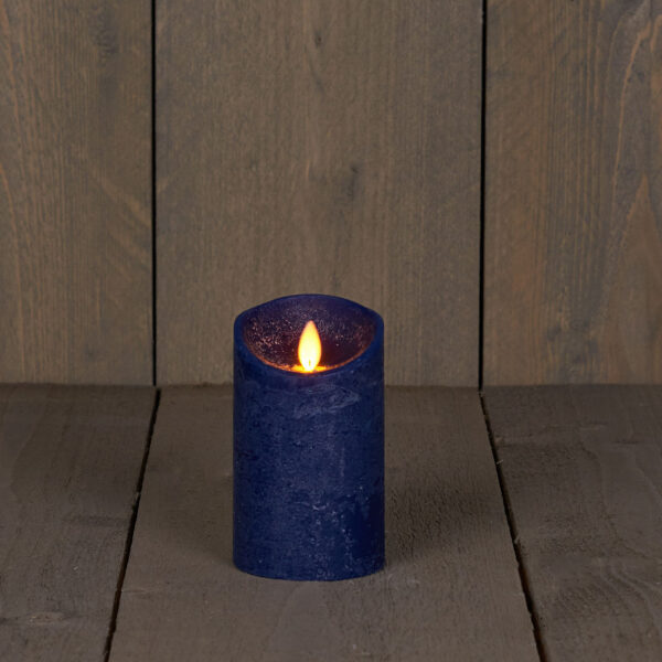 LED Kaars rustiek incl. timer - 7.50x12.50cm - Blauw