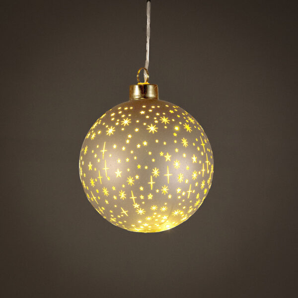 LED Bal glas Champagne Sterren 10cm incl. timer