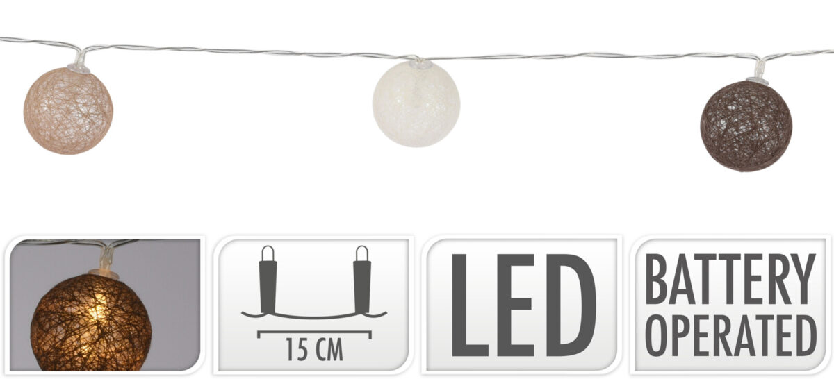 Verlichting LED Cotton Balls 4cm 10 stuks