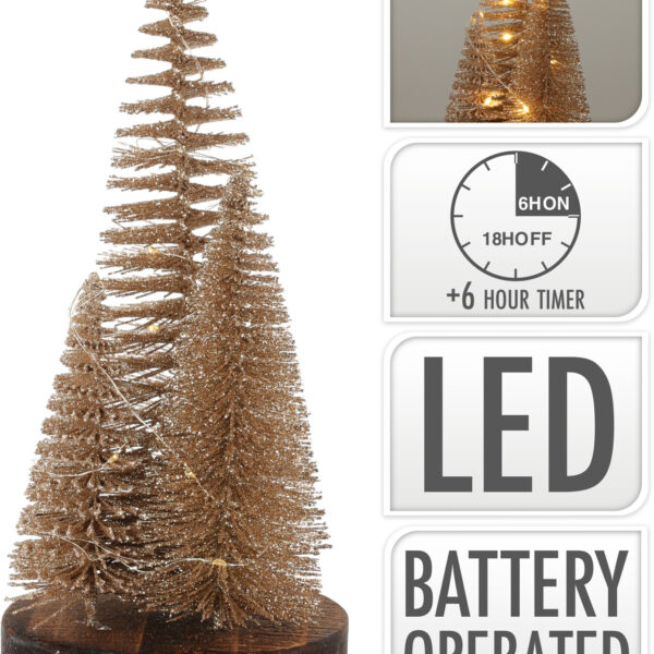 Kertbomen 30cm op voet LED incl. timer - Goud