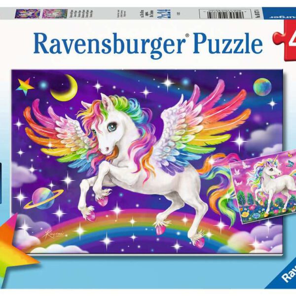 Puzzel 2x24 stukjes Eenhoorn en Pegasus