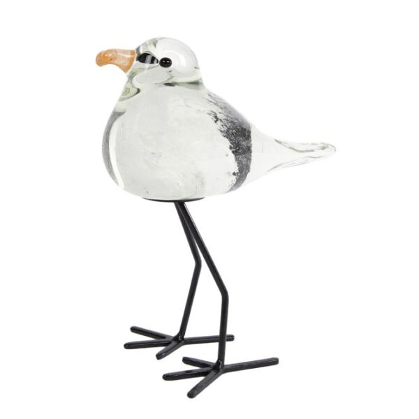 Sculptuur Seagull wit/zwart glas 11x8,5x15cm