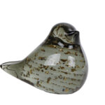 Sculptuur vogel Finch helder/d.groen glas 8,5x5x6cm