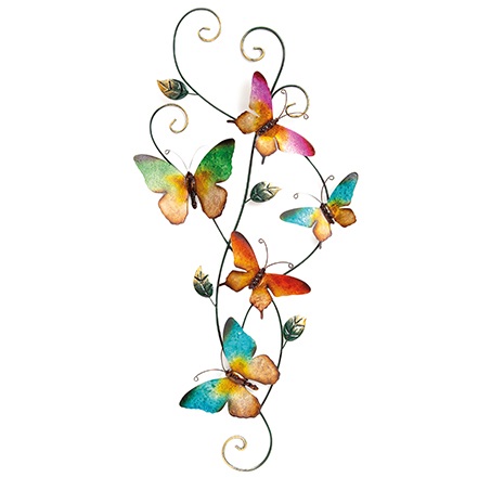 Wanddeco metalen vlinders 68x4x35cm