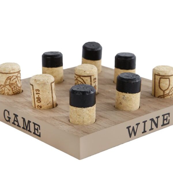 Spel Tic Tac Toe Wine naturel/zwart hout/kurk 15x15x4,5cm