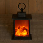 LED Haard zwart 12x12x18.5cm incl. timer