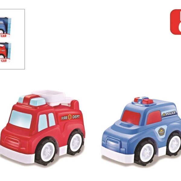 Mini Club auto free wheel 2ass brandweer en politie 25cm