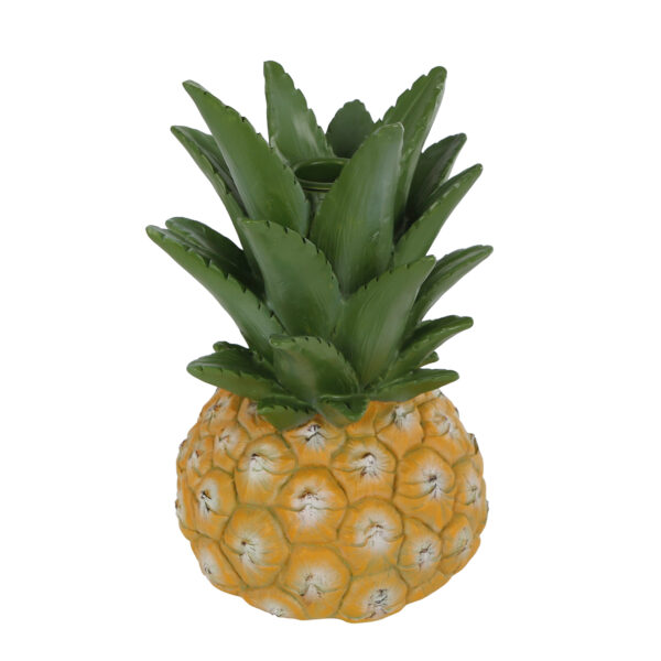 Kandelaar Pineapple geel/groen polystone 12x12x18cm