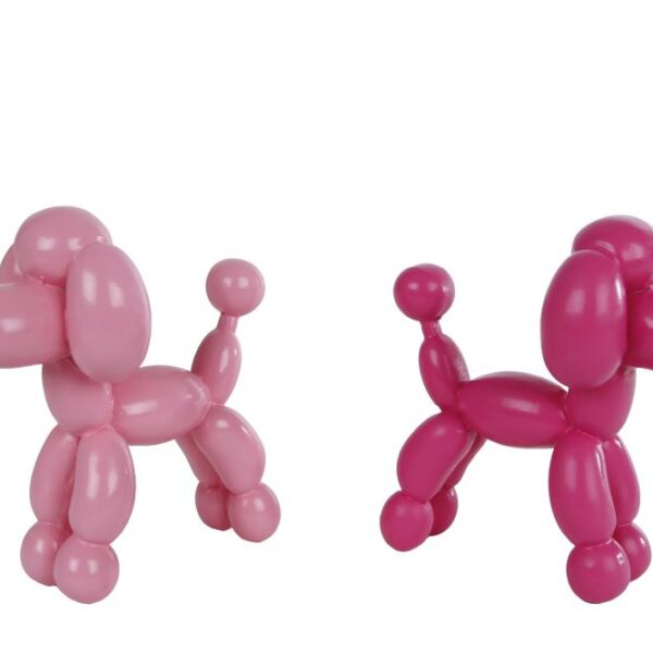 Sculptuur Poodle roze/fuchsia a2 polystone 9x4,5x9cm