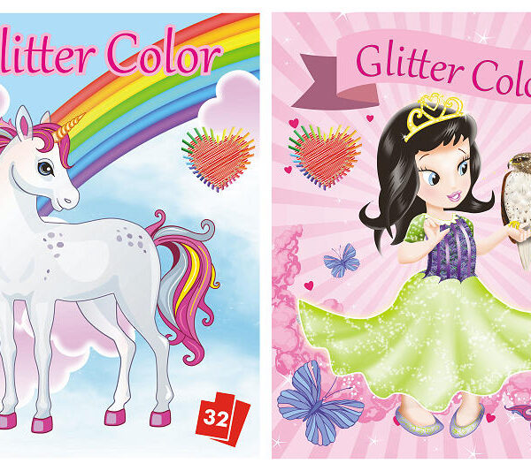 Kleurboek Glitter Color Pincess/Unicorn assortiment