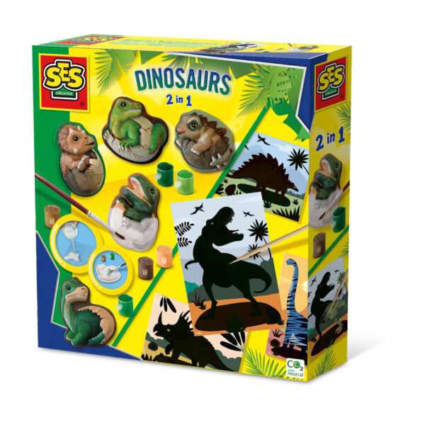 SES Dino's 2 in 1 - Gieten en schilderen en scratch