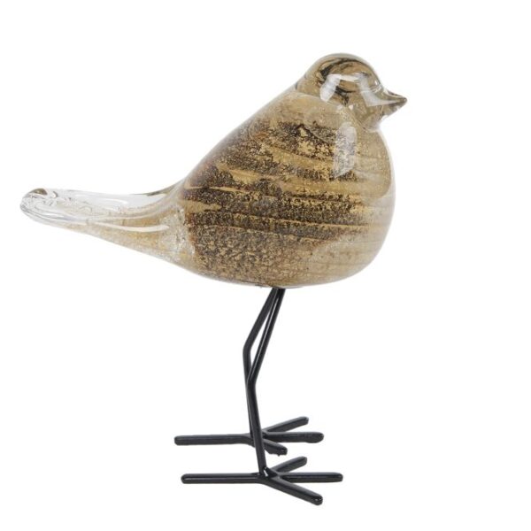 Sculptuur Sparrow bruin/goud glas glas 13x8.5x15.5cm