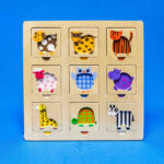 Inlegpuzzel hout dieren/kleuren 25x25 cm