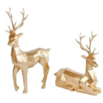 Sculptuur GeoDeer ant.goud a2 polystone 25x9x29/25x10x39