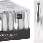 Kerstbal Onbreekbaar Kegel 15cm 4 stuks - Zilver