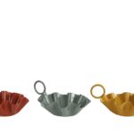 Theelichthouder Naomi rood/groen/mosterd metaal 11x8,5x5cm