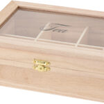 Theedoos Paulowina 21x16x7,5cm hout 6-vaks