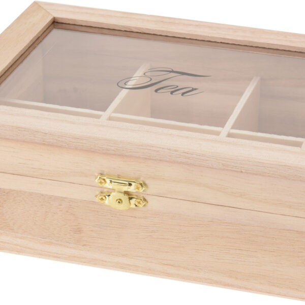 Theedoos Paulowina 21x16x7,5cm hout 6-vaks