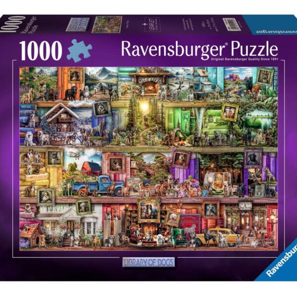 Puzzel 1000 stukjes - The Library of Dogs