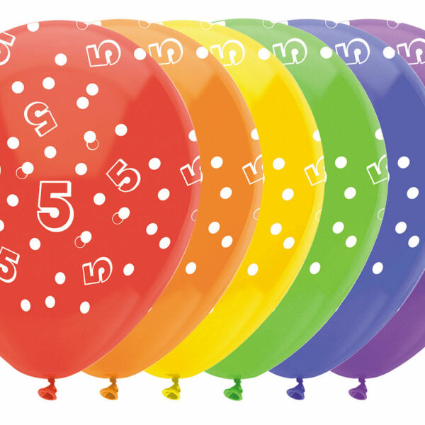 Ballonnen Cijfers 6 stuks - 5 jaar