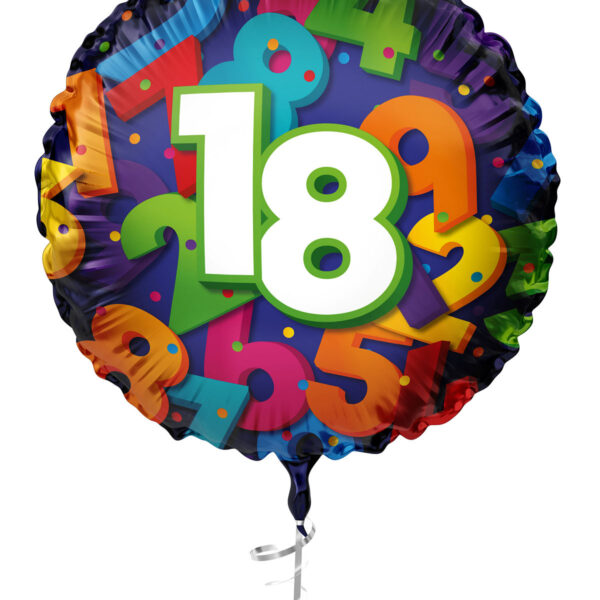 Folieballon Cijfers 45cm - 18 jaar