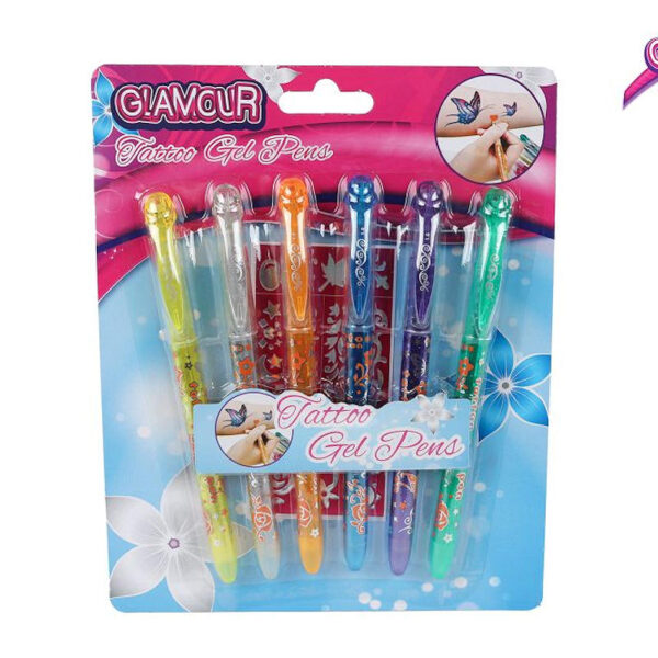 Glamour glitter tattoo pennen 6stuks