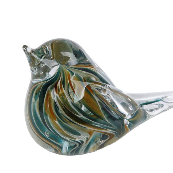Sculptuur Bird groen glas 13x6,5x9cm