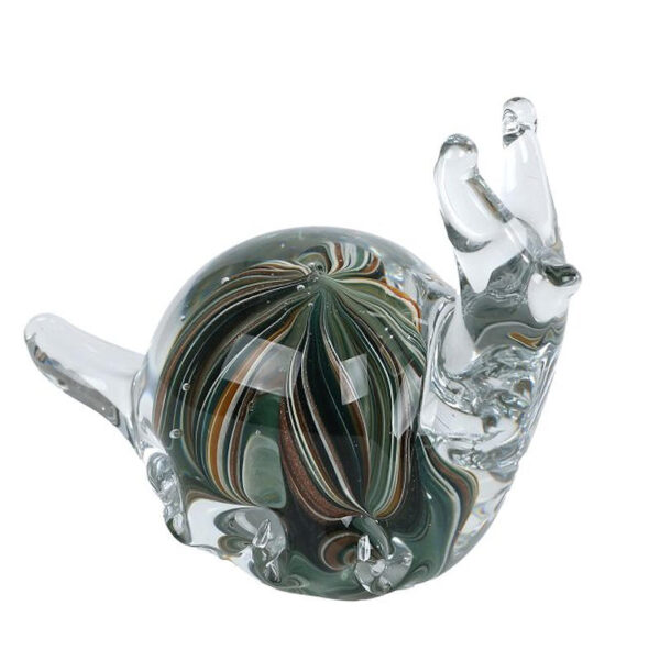 Sculptuur Snail bruin/groen glas 12,5x6,5x9,5cm