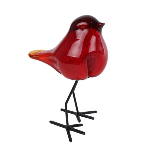 Sculptuur Bird op voet rood glas 11,5x8,5x15,5cm