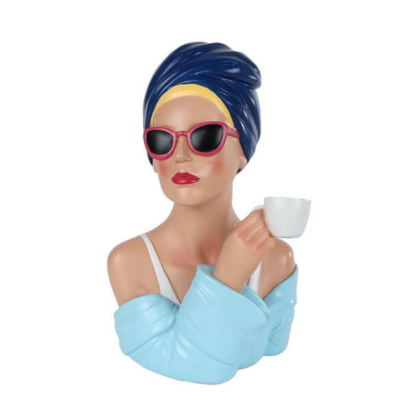 Sculptuur Lady blauw polystone 19x20x29cm