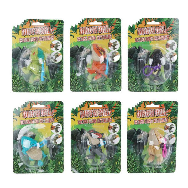 Dinoworld bijtende dinosaurus sleutelhanger 12cm 6ass