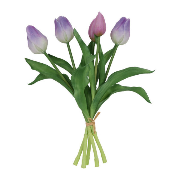 Countryfield Kunstbloem Tulipa boeket 28cm paars/wit
