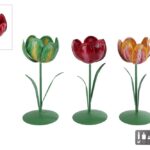 Kandelaar/theelichth Tulip S a3 metaal 8x8x20cm