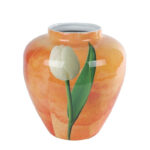 Vaas Tulp oranje metaal 20x20x22cm