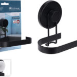 BS Toiletrolhouder 14x8x11cm met zuignap - zwart