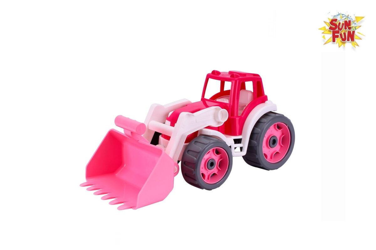 Sun Fun tractor met shovel 36x16x16cm roze