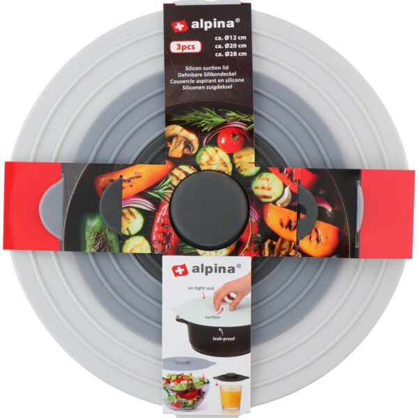 Alpina Zuigdeksel siliconen 3-delig dia 12/20/28cm