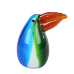 Sculptuur Toekan blauw/groen glas 11,5x8x13cm