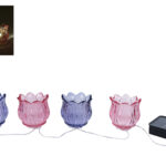 Lichtsnoer LED Tulp 4x solar paars /roze glas 35x15x7cm