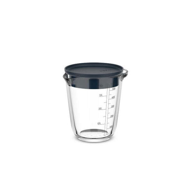 Mepal glas maatbeker Chef It 500ml met deksel - navy
