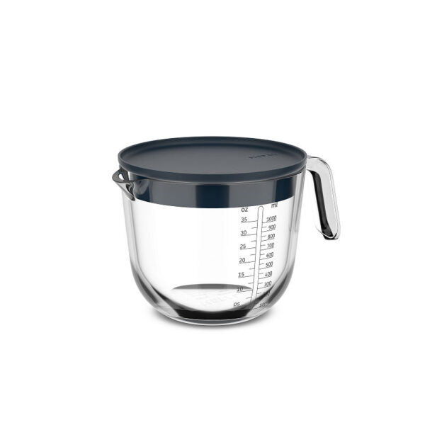 Mepal glas maatbeker Chef It 1000ml met deksel - navy