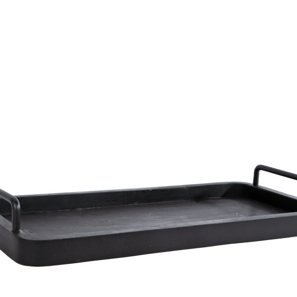 Dienblad handvat metaal S zwart hout 50x24x2,5cm