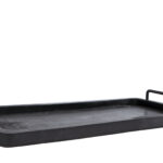 Dienblad handvat metaal L zwart hout 60x33x2,5cm