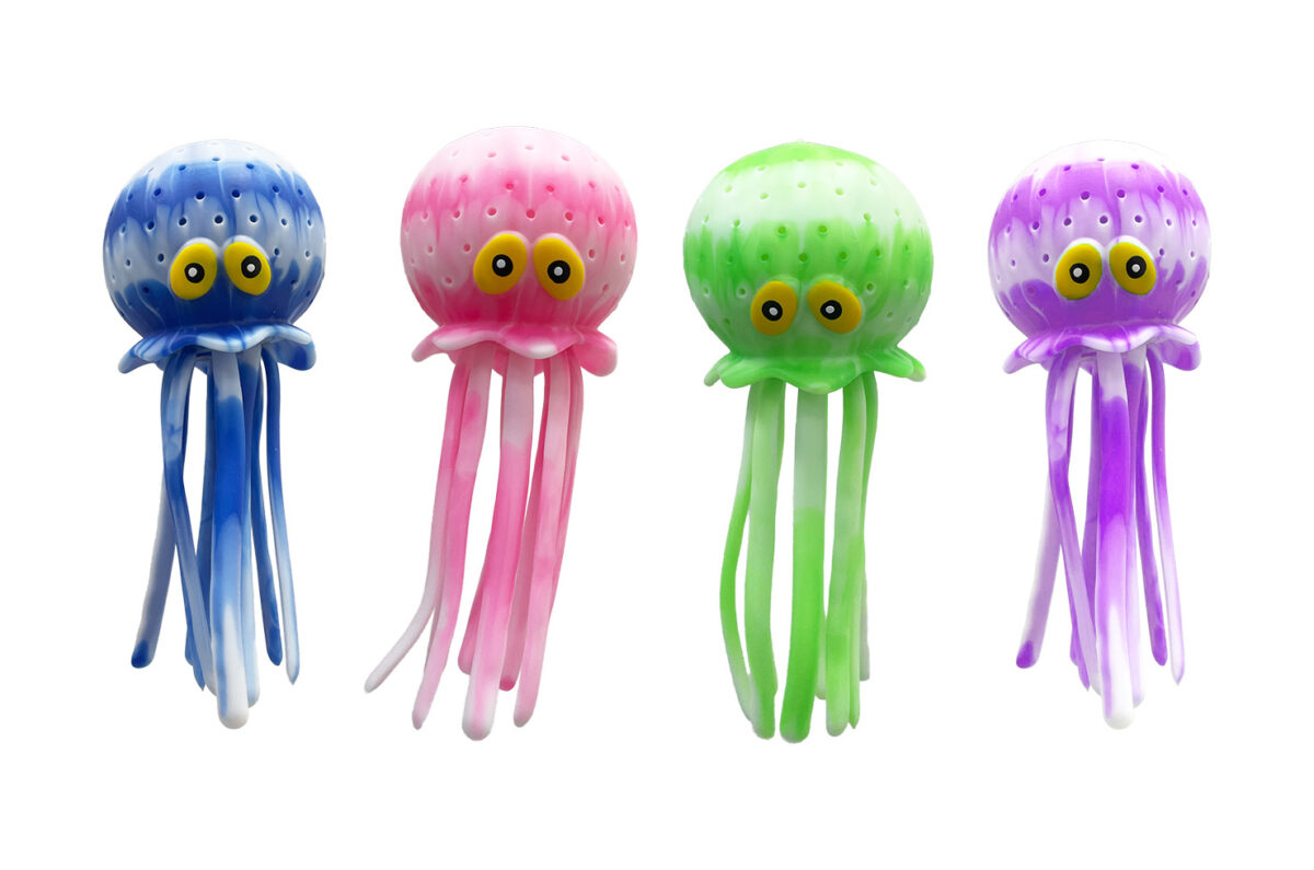 Splash en Sponge twee kleurige octopus in displ
