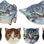 Onderzetter Kat 4 stuks in houder