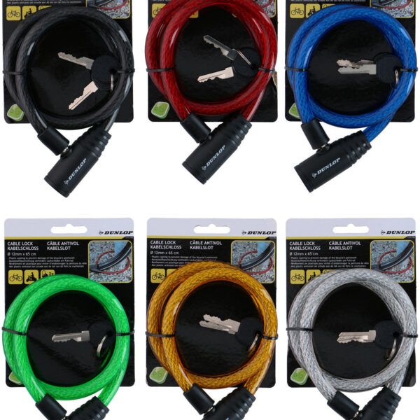 Dunlop fietsslot kabel 6 kleuren